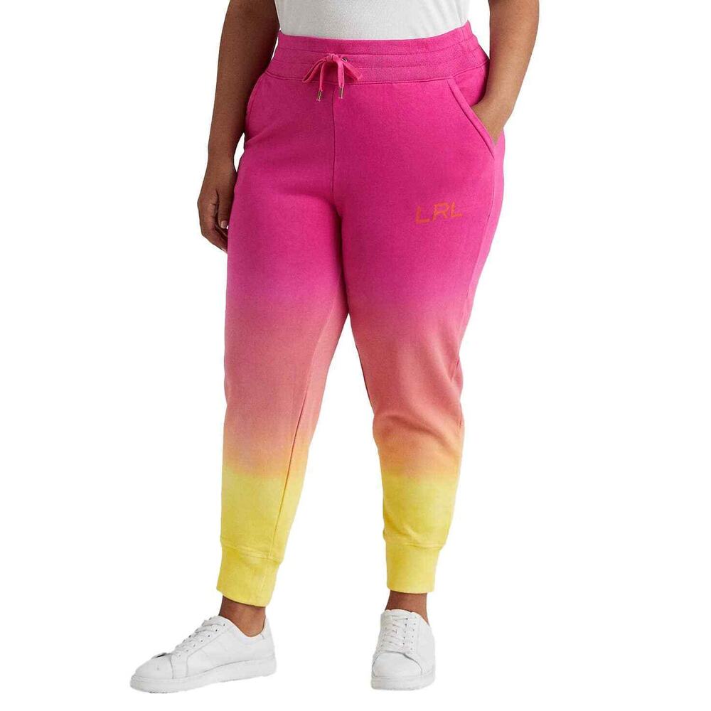 Lauren Ralph Lauren Women's Plus Size Pink Dip-Dyed French Terry Sweatpants 1x